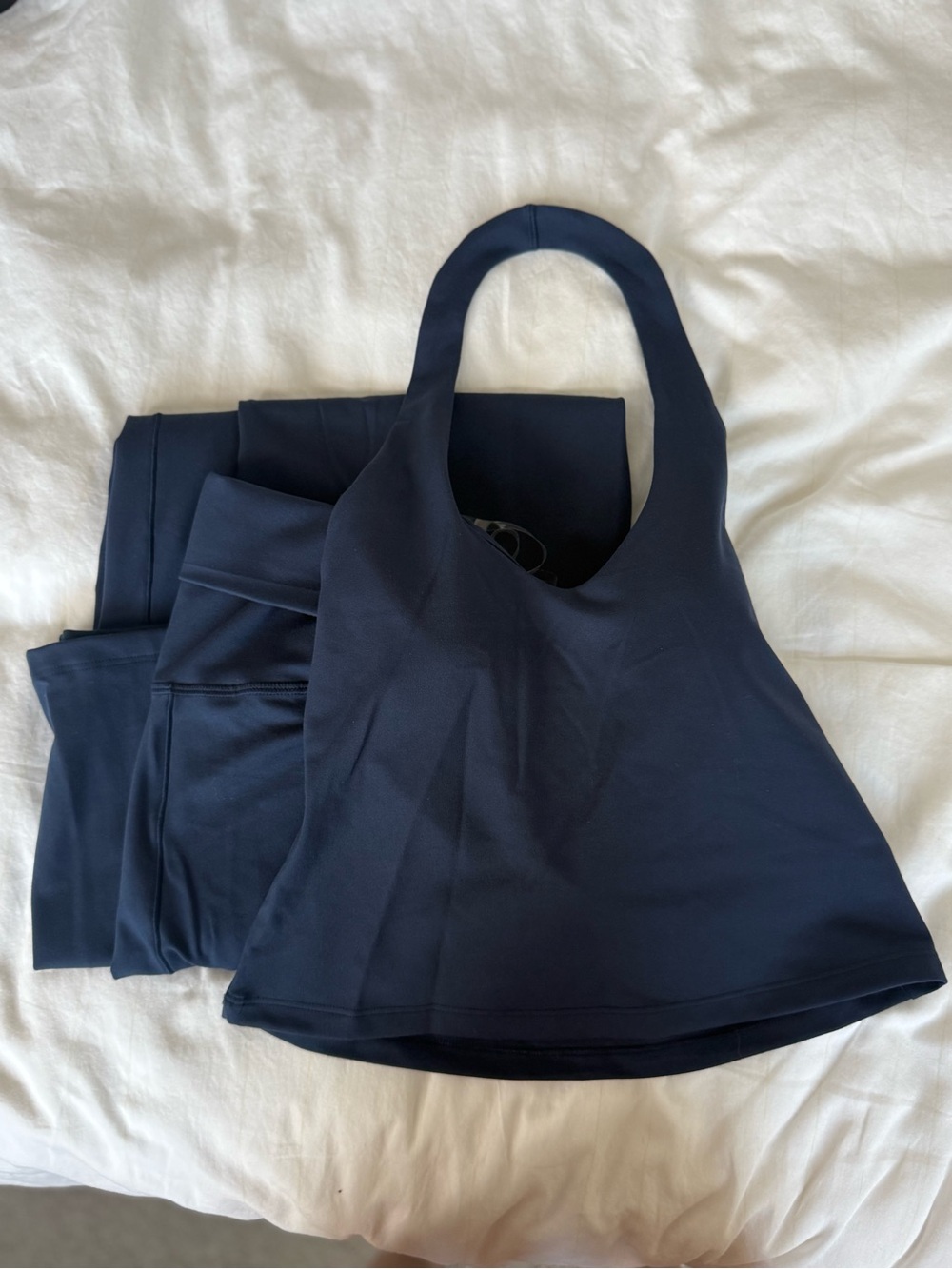 NWT Athleisure Halter Set (Top & Foldover Pant) in Navy (Small and Medium)